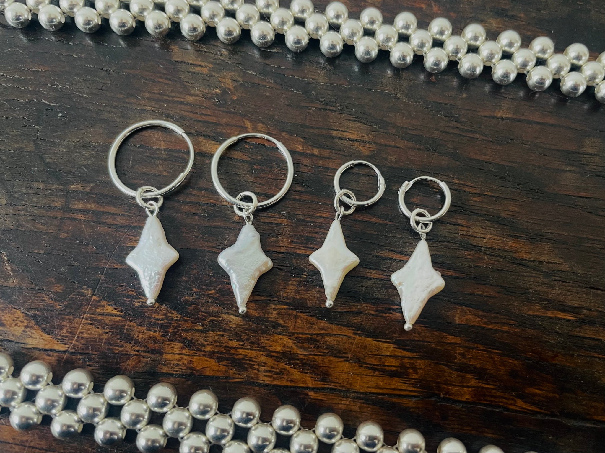 1 Pearl Silver Mermaid Earrings